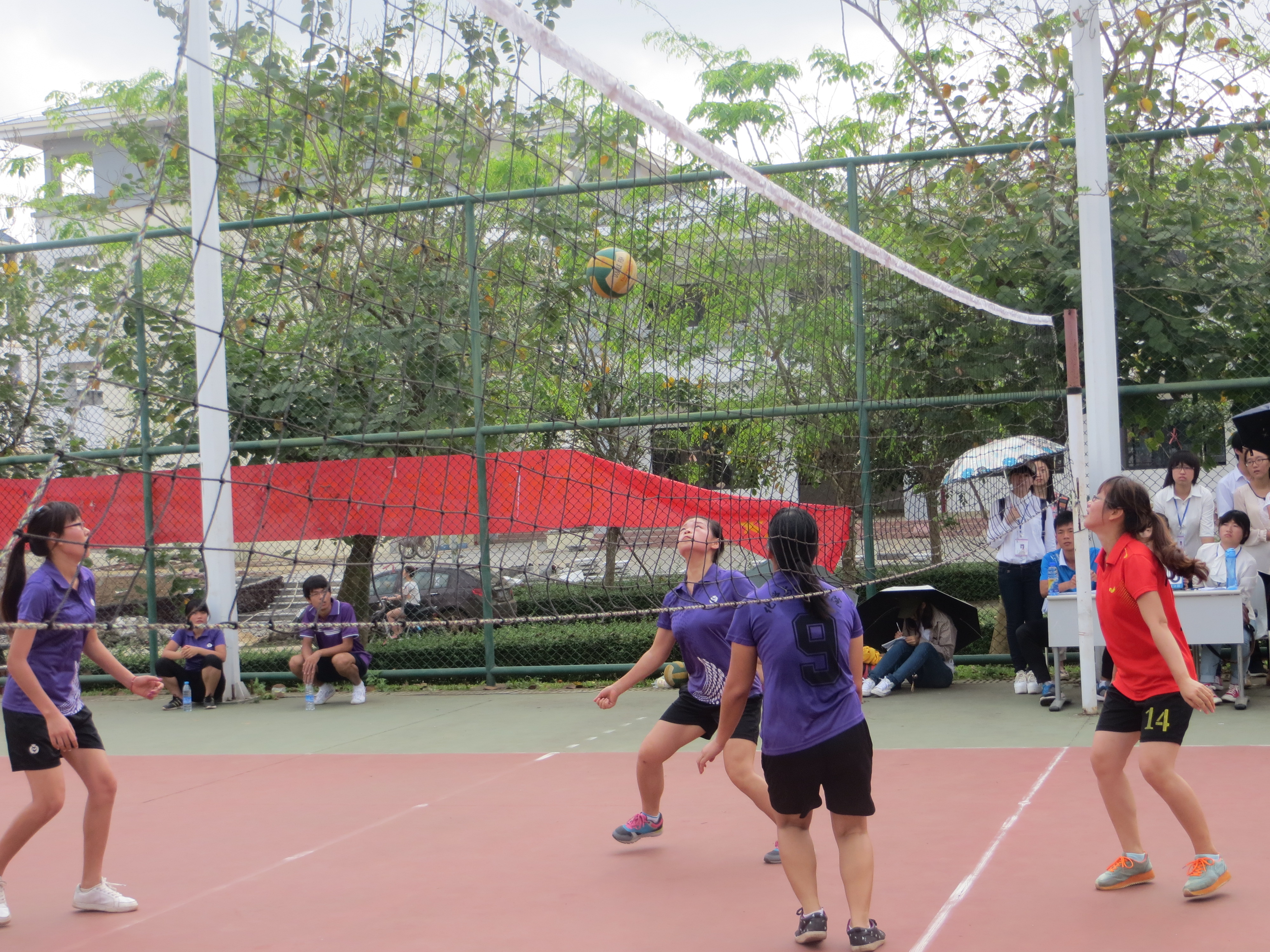 骄阳下舞动的身影，何不是青春的律动――海南师范大学2014年校园男篮女排比赛紧张进行