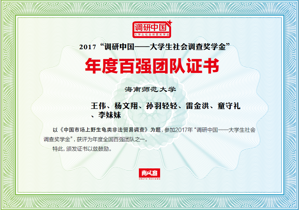 我校暑期社会实践队获得2017年度“全国百强团队”