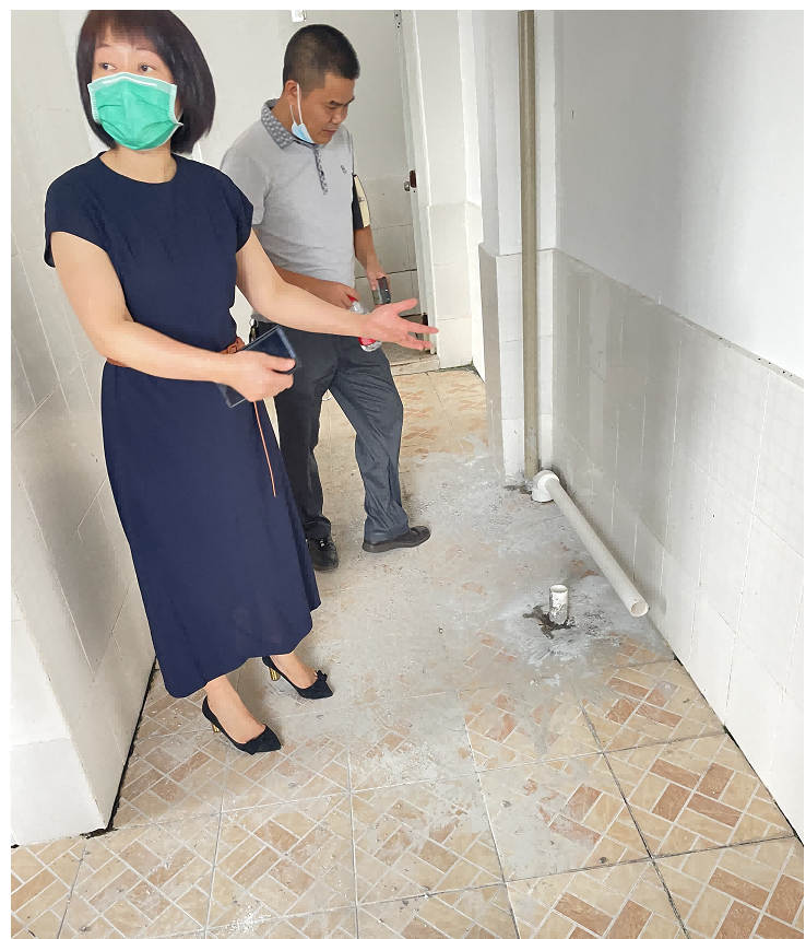 校领导再临现场察看龙昆南校区学生宿舍1-8幢环境整治工作